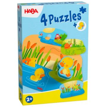 Set de puzzle-uri Haba - Puii de animale, 4 buc
