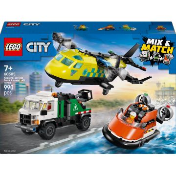 Constructor LEGO City - Avion, Camion de serviciu și Aeroglisor, Remix (60505)