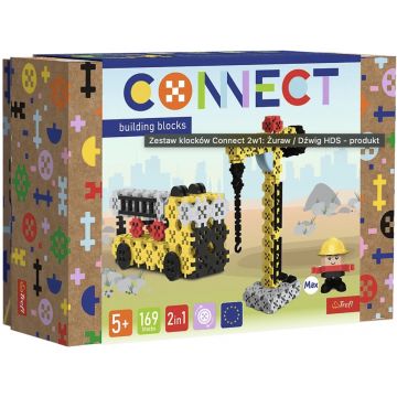 Mini constructor  2 în  1 Trefl Connect - Macara de construcții/Macara mobilă, 169 de piese