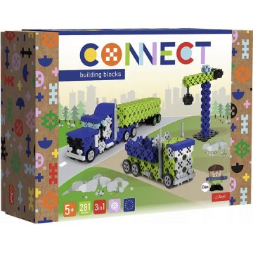 Mini constructor  3 in  1 Trefl Connect - Camion/Șantier, 281 de piese