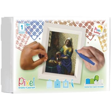 Mozaic cu ramă Pixelhobby – „Cănuța de lapte” de Vermeer, set cu pixeli Classic