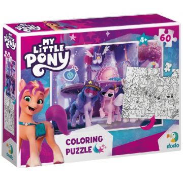 Puzzle cu două fețe DoDo зși o carte de colorat cu 60 de piese - Izzy, Zip și Pip