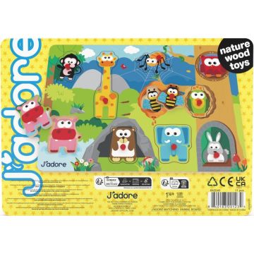 Puzzle din lemn pentru copii J′adore din 10 piese - Animale