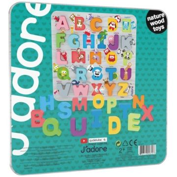 Puzzle din lemn pentru copii J′adore din 26 piese - Litere ABC