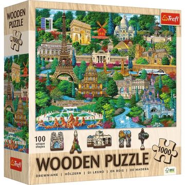 Puzzle din lemn Trefl din 1000 piese - Locuri celebre din Franța