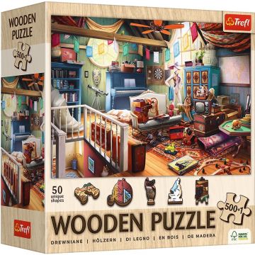 Puzzle din lemn Trefl din 500+1 piese - Comorile din pod
