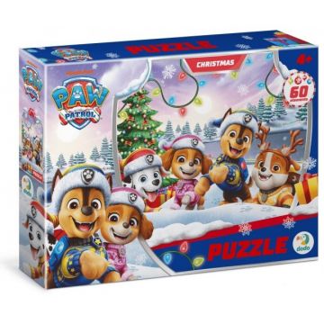 Puzzle DoDo din  60 piese -Crăciunul Patrulei Cățelușilor