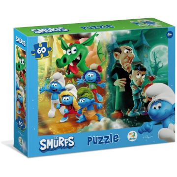 Puzzle DoDo din  60 piese -Ștrumfii și Dragonul