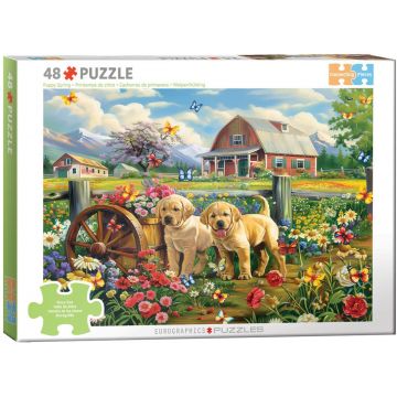 Puzzle Eurographics din 48 piese - Căței de primăvară
