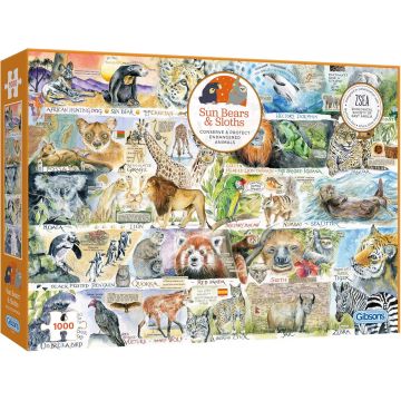 Puzzle Gibsons din 1000 piese - Urși și leneși malaezieni