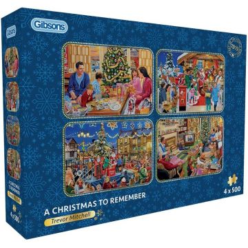 Puzzle Gibsons din 4 x 500 piese - Un Crăciun de neuitat