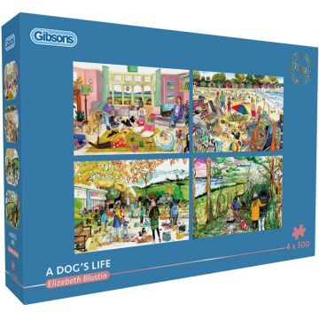 Puzzle Gibsons din 4 x 500 piese - Viața de câine