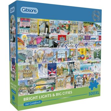Puzzle Gibsons din 500 XL piese - Lumini strălucitoare și orașe mari