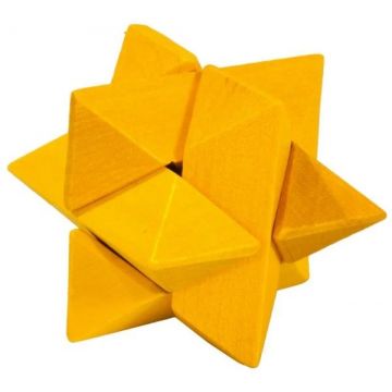 Puzzle logic 3D din lemn Fridolin - Stea, galben