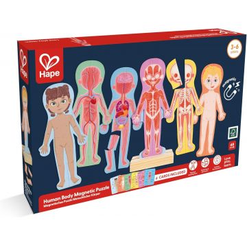 Puzzle magnetic educațional Hape din 68 piese - Corpul uman