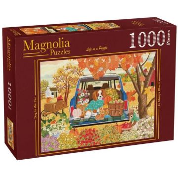 Puzzle Magnolia din 1000 piese - Câine în mașină