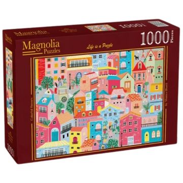 Puzzle Magnolia din 1000 piese - Case colorate