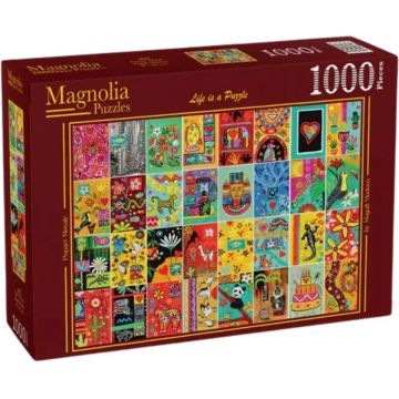 Puzzle Magnolia din 1000 piese - Colaj de artă pop