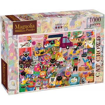 Puzzle Magnolia din 1000 piese - Distracție cu pisici