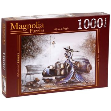 Puzzle Magnolia din 1000 piese - Doamna în albastru