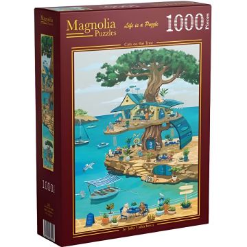 Puzzle Magnolia din 1000 piese - Pisici în copac