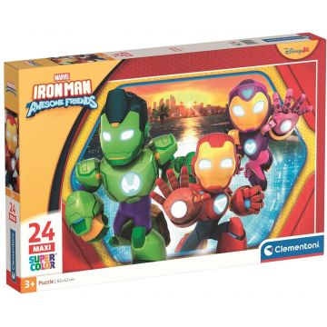 Puzzle pentru copii Clementoni din 24 maxi piese- Omul de Fier și prietenii săi