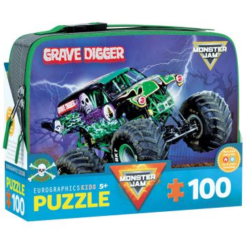 Puzzle pentru copii  Eurographics din 100 piese - Pachet de prânz  "Monster Jam: Grave Digger"