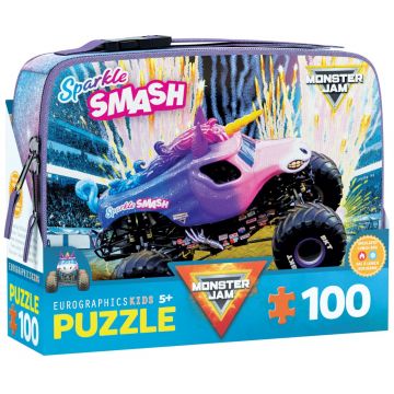 Puzzle pentru copii  Eurographics din 100 piese - Pachet de prânz  "Monster Jam: Sparkle Smash"