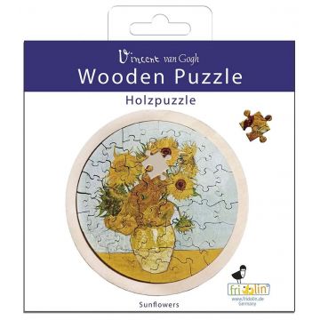 Puzzle rotund din lemn Fridolin din 48 piese - Floarea-soarelui