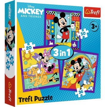 Puzzle Trefl 3 în 1 - Compania distractivă a lui Mickey Mouse