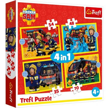 Puzzle Trefl 4 în 1 - Pompierul Sam în serviciu