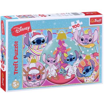 Puzzle Trefl de 100 piese – Crăciunul lui Stitch și Angel