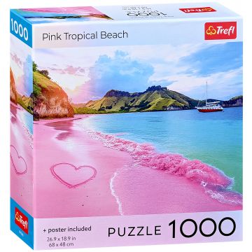 Puzzle Trefl din 1000 piese - Plajă tropicală roz