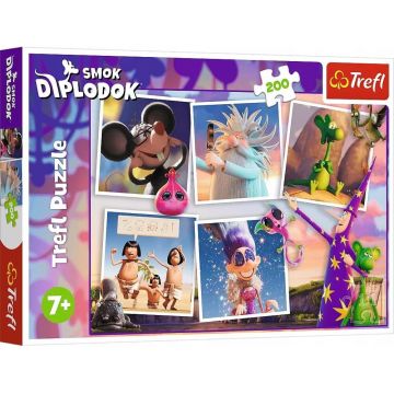 Puzzle Trefl din 200 piese - Aventurile puiului de dinozaur Diplodocus
