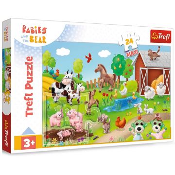 Puzzle Trefl din 24 maxi piese - Animalele și puii lor