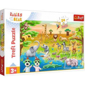 Puzzle Trefl din 24 maxi piese - Bebeluși de safari