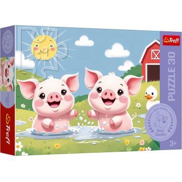 Puzzle Trefl din 30 piese - Viață fericită la fermă
