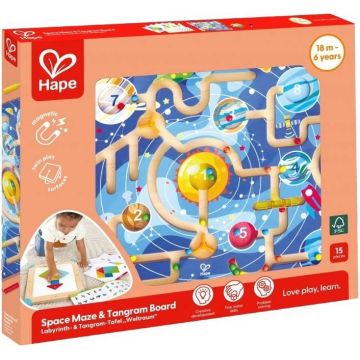 Set din lemn  Hape International - Labirint spațial și tablă de tangram