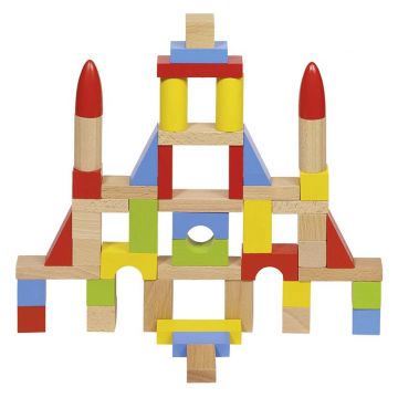 Constructor din lemn Goki - 50 de piese, in punga