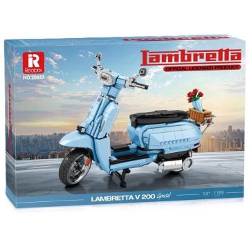 Constructor Reobrix - Trotinetă retro Lambretta V200, 1169 piese , albastru
