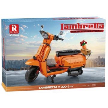 Constructor Reobrix - Trotinetă retro Lambretta V200, 1169 piese , portocaliu