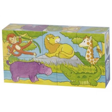 Cubulete din lemn Goki - Safari si Arctica, 5 piese