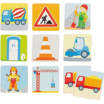 Jucărie din lemn pentru memorie Goki - Şantier de construcţie, 32 piese