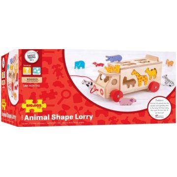 Jucărie pentru copii Bigjigs - Camion cu sortator cu animale