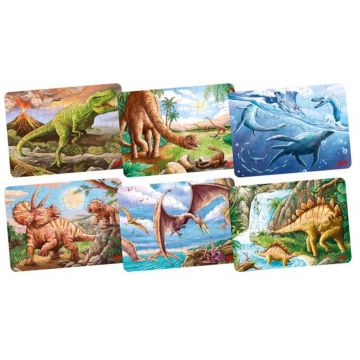 Mini Puzzle din lemn Goki - Dinozauri, 24 piese, sortiment