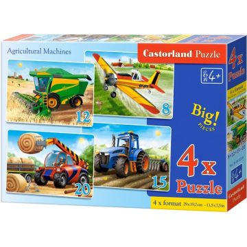 Puzzle Castorland 4 în 1 - Mașini agricole