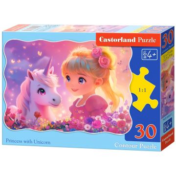 Puzzle Castorland cu 30 de piese - Prințesă cu unicorn