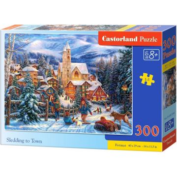 Puzzle Castorland din 300 de piese - Alunecand cu sania spre oras