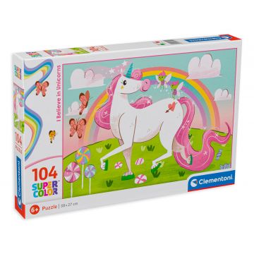 Puzzle Clementoni din 104 de piese - Eu cred in unicorni