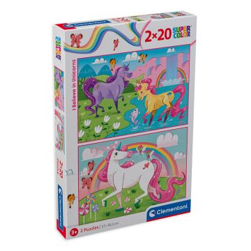 Puzzle Clementoni din 2 x 20 de piese - Eu cred in unicorni
